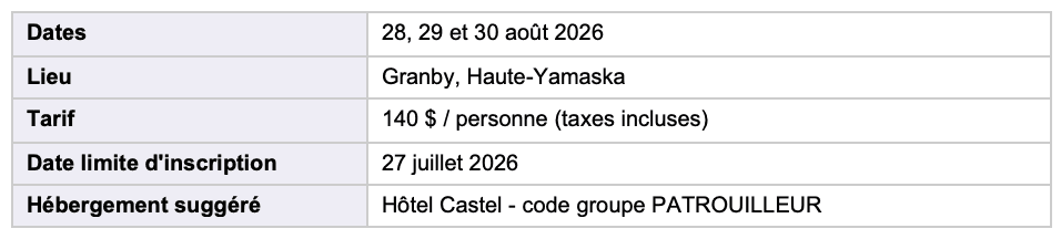 Bloc tableau RDV 2026
